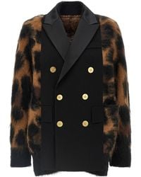 Sacai - Double Breasted Panelled Cardigan - Lyst
