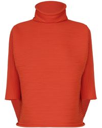 Pleats Please Issey Miyake - Turtleneck Knit Top - Lyst