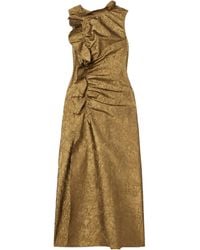 Ulla Johnson - Demetria Ruffled Ruched Metallic Crinkled-Taffeta Midi Dress - Lyst