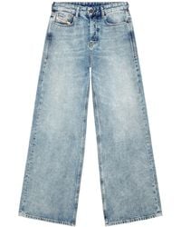 DIESEL - 1996 D-Sire 09H57 Mid-Rise Distressed Wide-Leg Jeans - Lyst