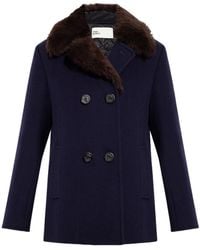 Tory Burch - Notched-Lapels Shearling Jacket - Lyst