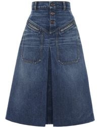 Chloé - Chloé Knee-Length Denim Skirt - Lyst