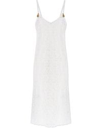 Bottega Veneta - Slim Fit Open Knit Midi Dress - Lyst