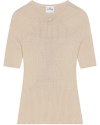 Courreges - Courrèges Logo Embroidered Ribbed-Knit Top - Lyst