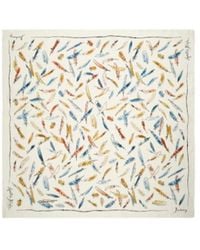 Burberry - Feather Print Silk Scarf - Lyst