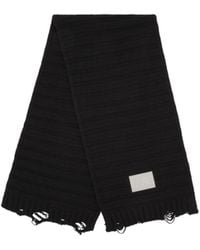 MM6 by Maison Margiela - Logo Patch Distressed Knitted Scarf - Lyst