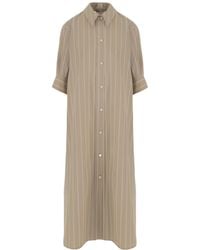 Jil Sander - Short-Sleeved Striped Dress - Lyst