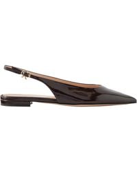 Gianvito Rossi - Robbie Leather Polished-Leather Slingback Flats - Lyst