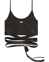 DIESEL - Cotton Logo-Patch Cropped Tank Top - Lyst
