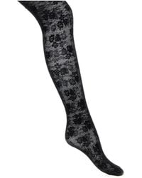Valentino - Floral-Lace Tights - Lyst