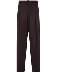 Emporio Armani - Belted Straight Leg Pants - Lyst