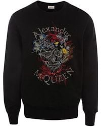 McQueen - Floral Logo Embroidered Sweatshirt - Lyst