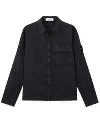 Stone Island - Logo-Patch Flap-Pocket Zipped Overshirt - Lyst