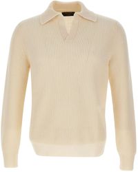 Gran Sasso - Ribbed Open-Collar Polo Shirt - Lyst