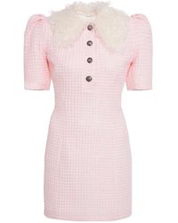 Alessandra Rich - Short-Sleeved Shearling Detailed Dress - Lyst