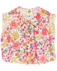 FARM Rio - Floral Printed Pom-Pom Sleeveless Top - Lyst