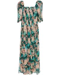 Chloé - Silk Tulle Puff Sleeve Long Dress - Lyst
