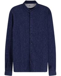 Brunello Cucinelli - Band-Collar Long-Sleeve Shirt - Lyst