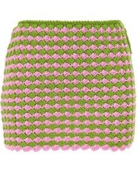 Prada - Two-Toned Crochet Mini Skirt - Lyst