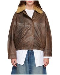 R13 - Leather Jacket With A Zipper - Lyst