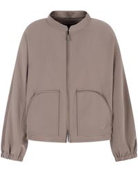 Emporio Armani - Zip-Up Logo Embroidered Jacket - Lyst