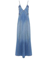 Chloé - Chloé Long Flare Denim Dress - Lyst