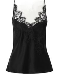 Carine Gilson - Lace-Trimmed Silk-Satin Camisole - Lyst