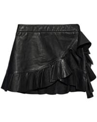 AllSaints - Luana Ruffled Leather Skirt - Lyst