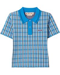 Marni - Checked Jacquard-Knit Polo Top - Lyst