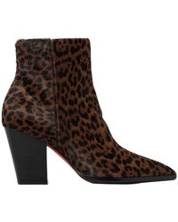 Santoni - Leopard-Print Block-Heel Ankle Boots - Lyst