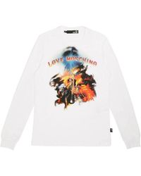 Moschino - T-Shirt With Round Neck And Long Sleeves - Lyst