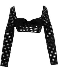 Giambattista Valli - Cropped Macramé Bow Top - Lyst