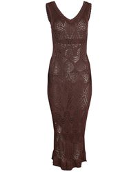 STAUD - Roan Pointelle-Knit Midi Dress - Lyst
