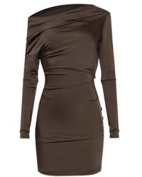 McQueen - Off-Shoulder Draped Mini Dress - Lyst