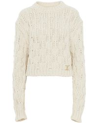 Chloé - Chloé Cropped Intarsia Knitted Jumper - Lyst