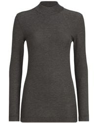 Brunello Cucinelli - Sparkling Virgin-Wool Mock-Neck Long-Sleeve T-Shirt With Monili - Lyst