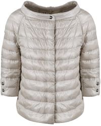 Herno - Cropped Sleeve Down Jacket - Lyst