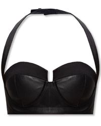 Balmain - Leather Crop Top With Open Back - Lyst