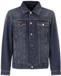 Peserico - Cotton Denim Jacket With Vintage Wash And Tailored Details - Lyst