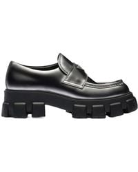 Prada - Monolith Nuanced Brushed Leather Loafers - Lyst