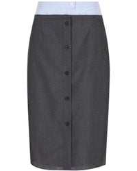 Prada - Button-Down Layered-Effect Midi Skirt - Lyst