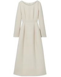 The Row - Logo Collar Wool Silk Blend Mid-Length Dress - Lyst