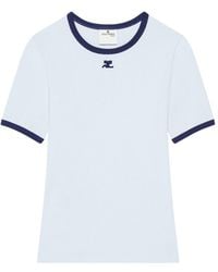 Courreges - Logo-Embroidered Contrast-Trim T-Shirt - Lyst