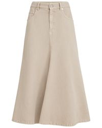 Brunello Cucinelli - Cotton-Linen Midi Skirt - Lyst
