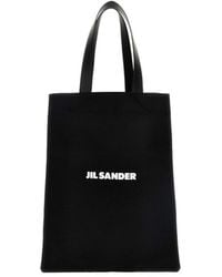 Jil Sander - Logo Printed Medium Flat Shopper Bag - Lyst