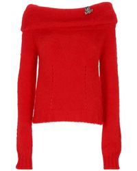Blumarine - Off-Shoulder Knitted Cropped Top - Lyst