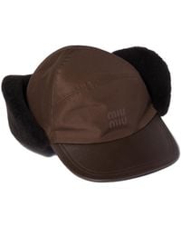 Miu Miu - Technical Fabric And Shearling Cap - Lyst