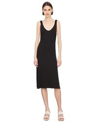 Vince - V-Neck Ribbed-Knit Midi Dress - Lyst