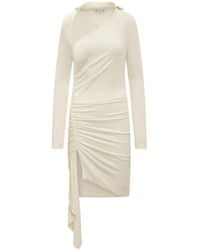 Off-White c/o Virgil Abloh - Asymmetric Ruched Long-Sleeved Mini Dress - Lyst