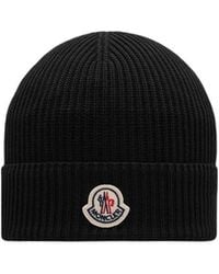 Moncler - Logo Patch Ribbed-Knit Beanie - Lyst